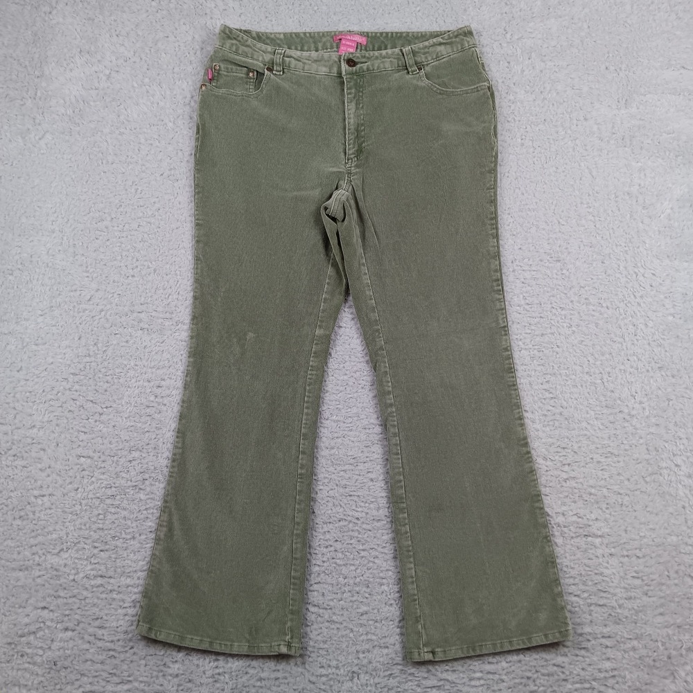Woman Within Pants Corduroy Women 14WP Olive Green Bootcut Stretch‎ 31-0616-8